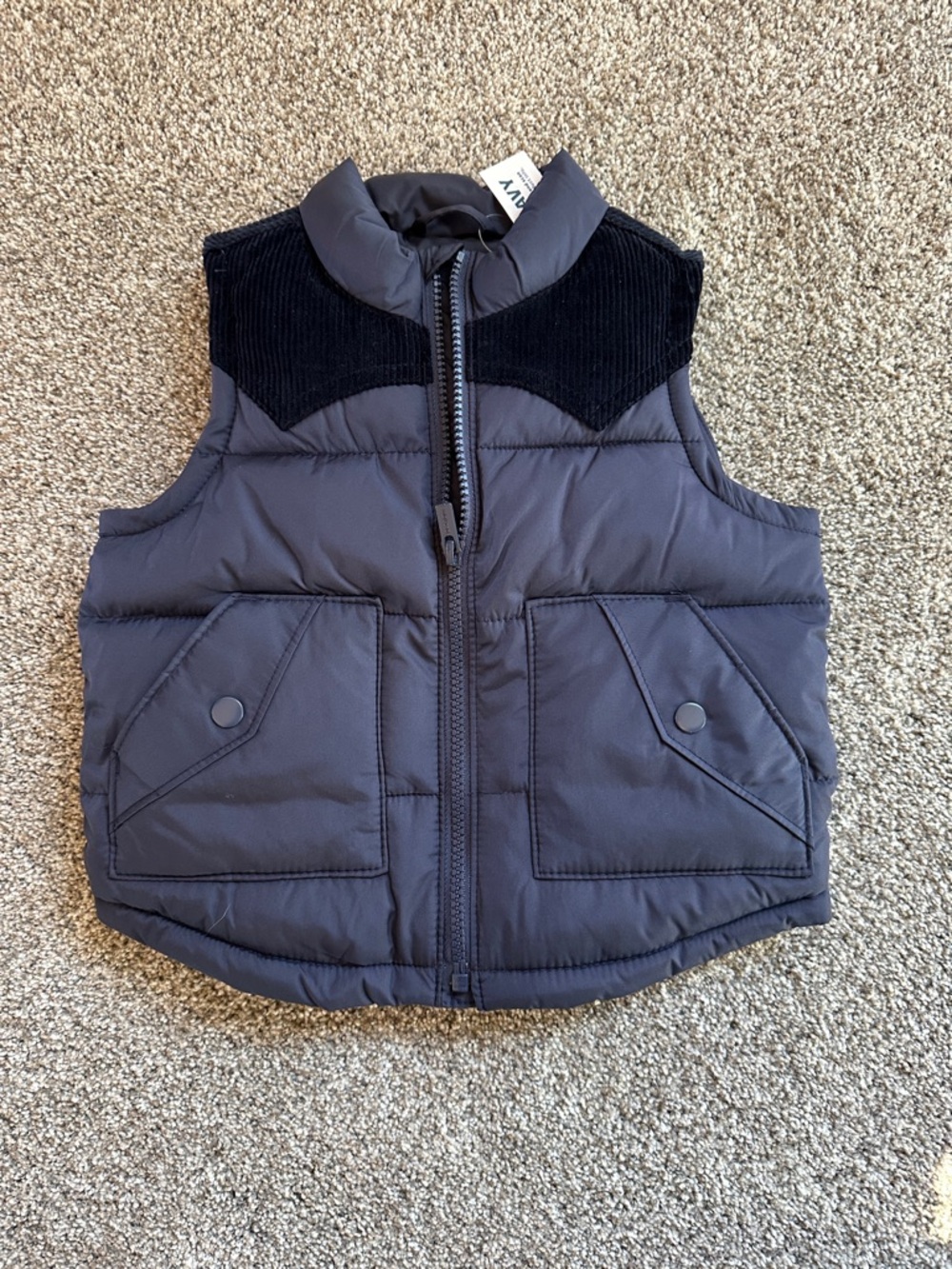 Old Navy Kids Puffer Vest in Charcoal with Black Accents